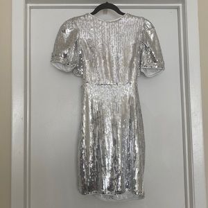 Silver sequin mini dress